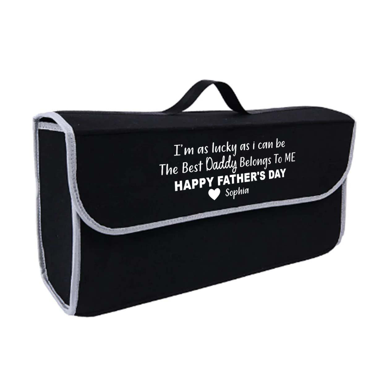 Personalized Soft Felt Car Bag Organizer, Happy Father's Day Folding Car Storage Box Non Slip Fireproof Car Trunk Organizer, Custom For Your Cars, Car Accessories, Gift for Daddy - Delicate Leather