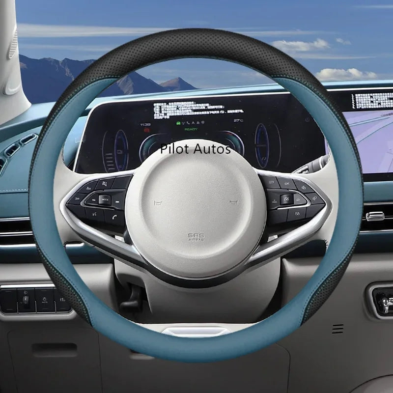 Original Colour Leather Steering Wheel Cover – Breathable Nappa Leather Protector, Custom Fit for ORA CAT / GWM ORA 03 Funky Cat - Delicate Leather