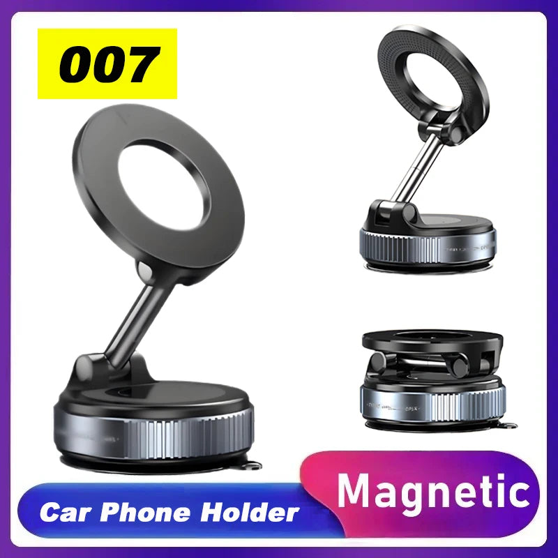 Magnetic Car Phone Holder | 360° Rotating Foldable Mount with Suction Cup & Anti-Shake Bracket (SP10) - Delicate Leather