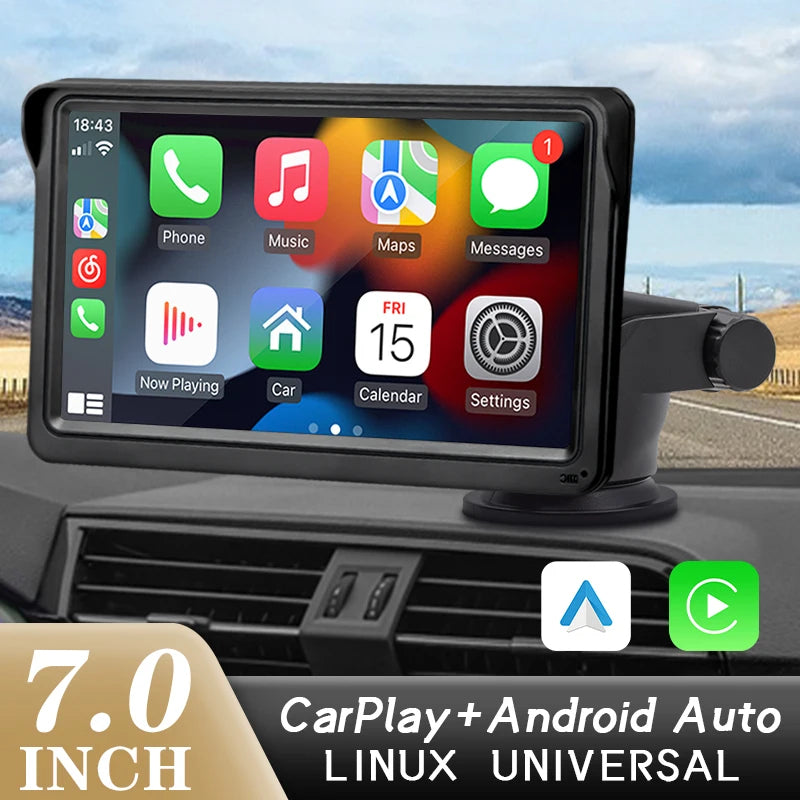 7-Inch Portable Car Radio – B5300 CarPlay & Android Auto Multimedia Video Player with USB AUX for Rear View Camera 21 - Delicate Leather