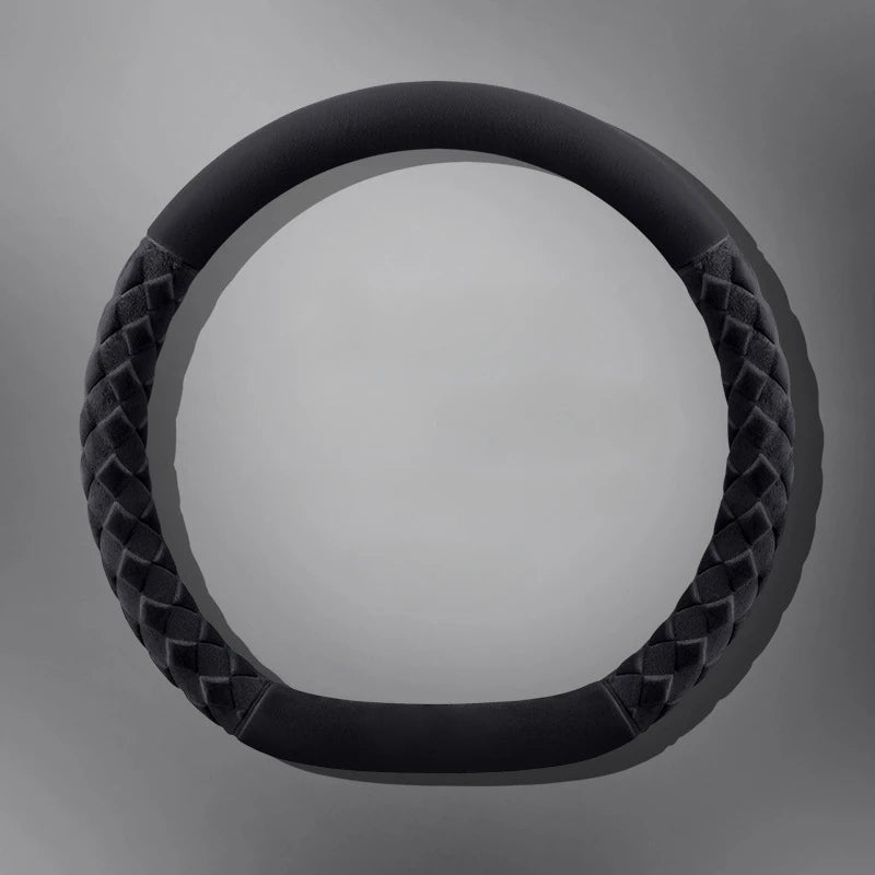 Fuzzy Steering Wheel Cover – Universal Winter Plush Anti-Slip Handle Protector - Delicate Leather