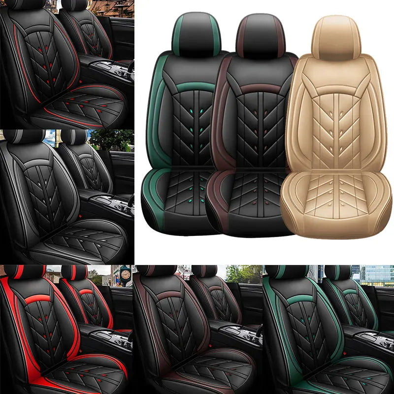 CAR PASS Universal FIT Piping Leather Car Seat Cover, For Suvs,Van,Trucks,Airbag Compatible,Inside Zipper Design And Reserved Opening Holes