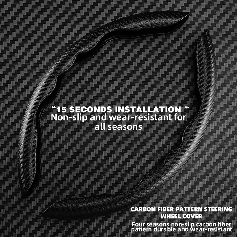 Universal Non-Slip Carbon Fiber Steering Wheel Cover – Anti-Skid Booster Grip for Cars (SP1) - Delicate Leather