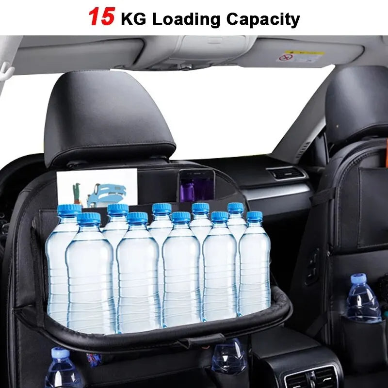 Backseat Organizer With Tablet Holder PU Leather, Custom Fit For Your Cars, Backseat Car Organizer, Car Seat Back Protectors Kick With Foldable Table Tray Car Seat Organizer, Car Accessories (SP4)
