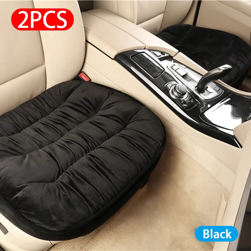 Plush Car Seat Cover Set – Front and Rear Seat Cushion Pads with Non-Slip Design, Universal Fit - Delicate Leather