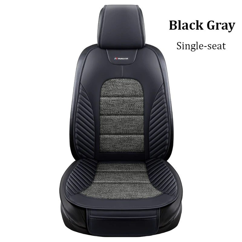 PU Leather & Linen Car Seat Cushion with Storage Bag – Breathable All-Season Seat Pad, Universal Fit - Delicate Leather