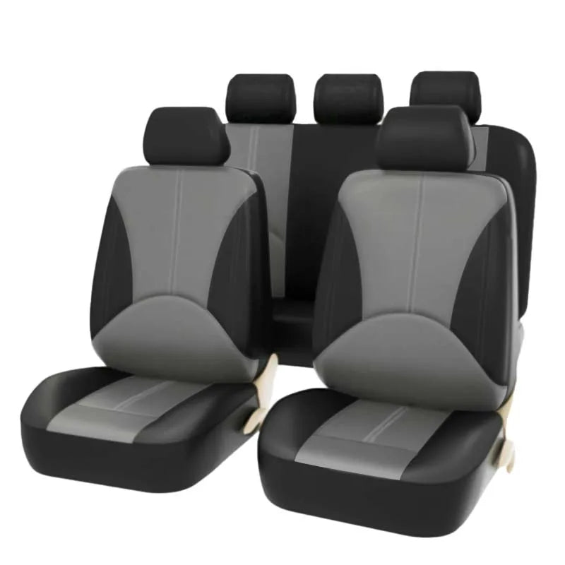 Full Set PU Leather Car Seat Covers – Universal Fit 5 Seats, Durable Interior Cushion Protector - Delicate Leather
