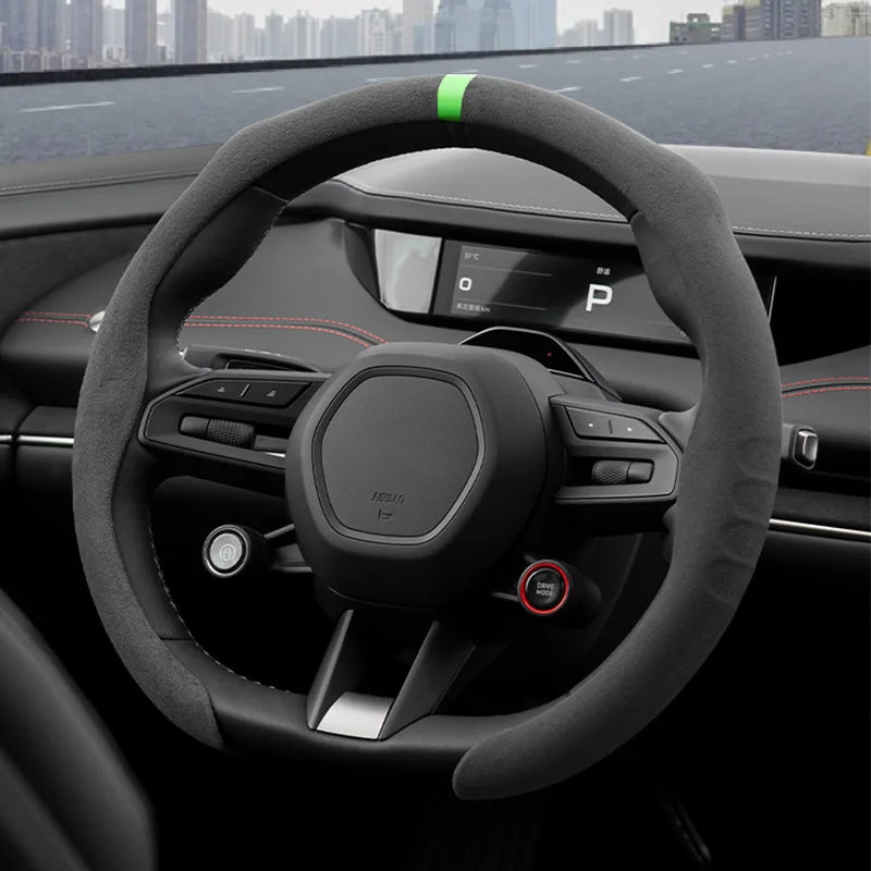 New Style Suede Steering Wheel Cover – Non-Slip Protective Universal Car Wheel Wrap - Delicate Leather