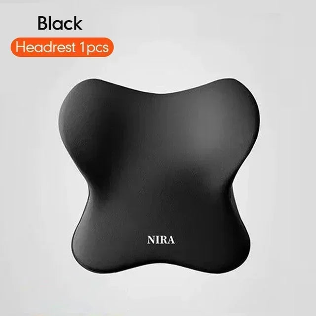 Memory Foam Car Lumbar Support Pillow – Removable Washable Backrest Cushion, Universal Fit - Delicate Leather