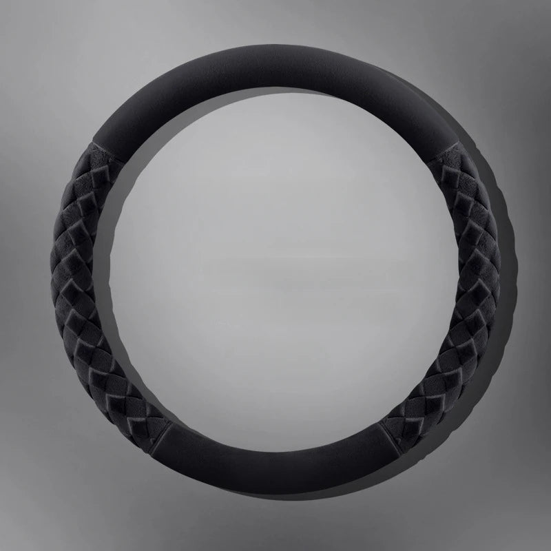 Fuzzy Steering Wheel Cover – Universal Winter Plush Anti-Slip Handle Protector - Delicate Leather