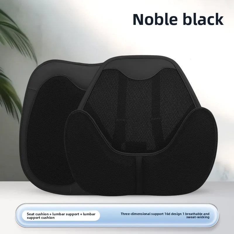 Non-Slip Universal Car Seat Cover – Ice Silk Cushion with Waist Support for Four-Season Comfort - Delicate Leather