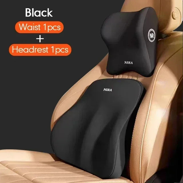 Memory Foam Car Lumbar Support Pillow – Removable Washable Backrest Cushion, Universal Fit - Delicate Leather