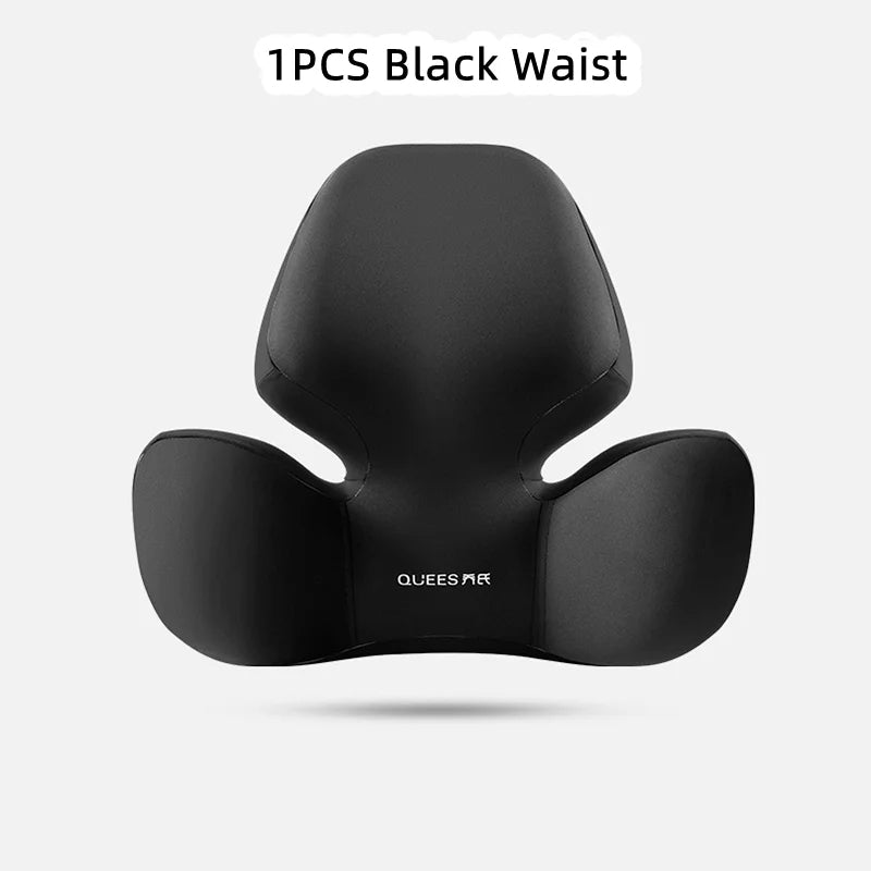 Universal Car Lumbar Support & Neck Pillow Set – Memory Foam Waist Cushion with Removable Washable Cover - Delicate Leather