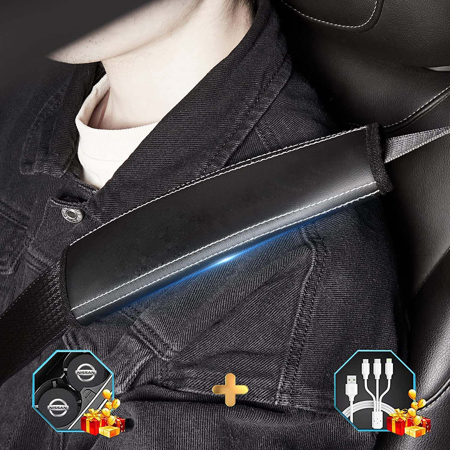Car Seat Belt Covers (2PCS), Custom-Fit For Car, Microfiber Leather Seat Belt Shoulder Pads for More Comfortable Driving, Car Accessories DLHY238 - Delicate Leather