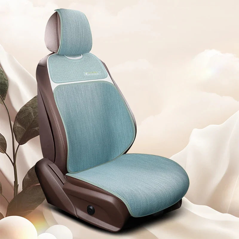 Breathable Linen-Textured Car Seat Cushion – Universal Front Row Seat Cover for All Seasons - Delicate Leather