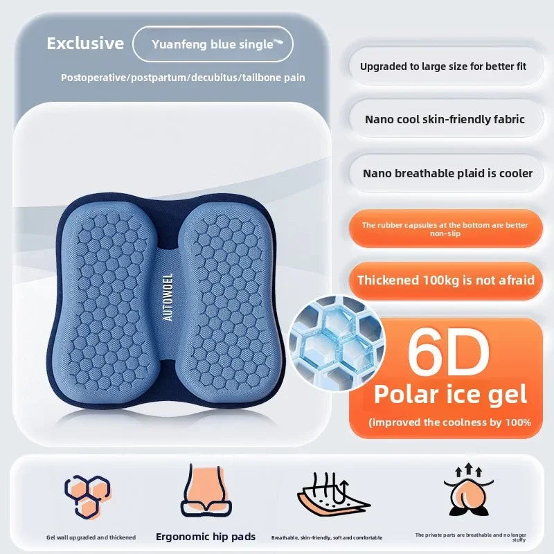 Universal Gel Car Seat Cushion – Breathable Cooling Pad for Cars, Trucks, and Chairs - Delicate Leather