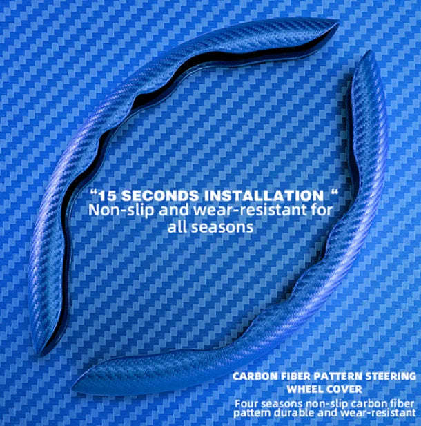 Universal Non-Slip Carbon Fiber Steering Wheel Cover – Anti-Skid Booster Grip for Cars (SP1) - Delicate Leather