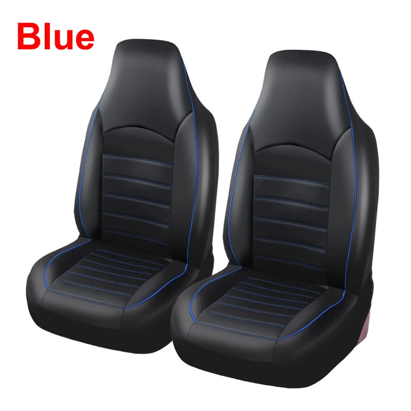 2-Pack Universal PU Leather High-Back Car Seat Covers – Front Bucket Style for Most Cars, SUVs, Trucks, and Vans - Delicate Leather