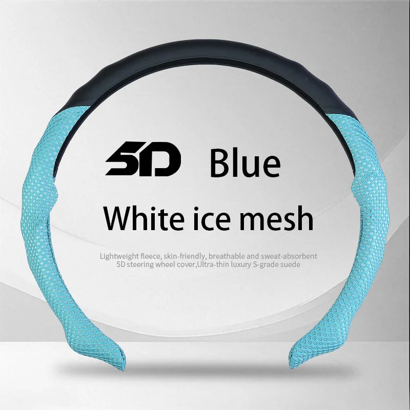 5D Honeycomb Mesh Steering Wheel Cover – Ultra-Thin Breathable Non-Slip Grip, Universal Fit Interior Accessory - Delicate Leather