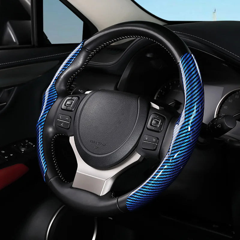 36cm Carbon Fiber Steering Wheel Cover – Non-Slip, Ultra-Thin, Sports Type D Car Handle Cover - Delicate Leather