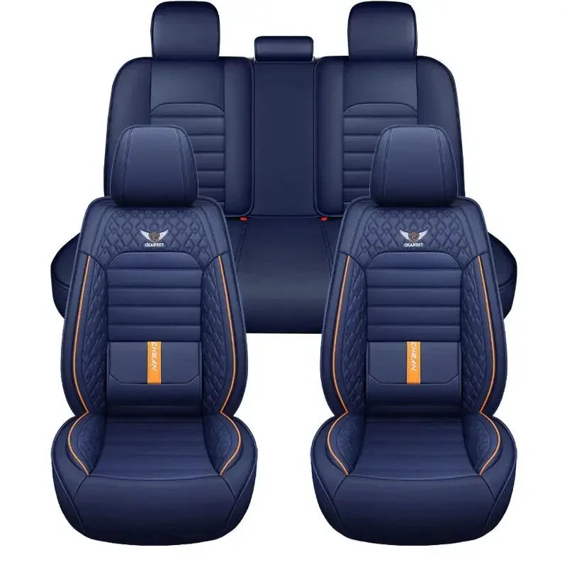 5-Seat Full Set Breathable Nappa Leather Car Seat Covers – Luxury Ergonomic Fit with Fixed Lumbar Support - Delicate Leather