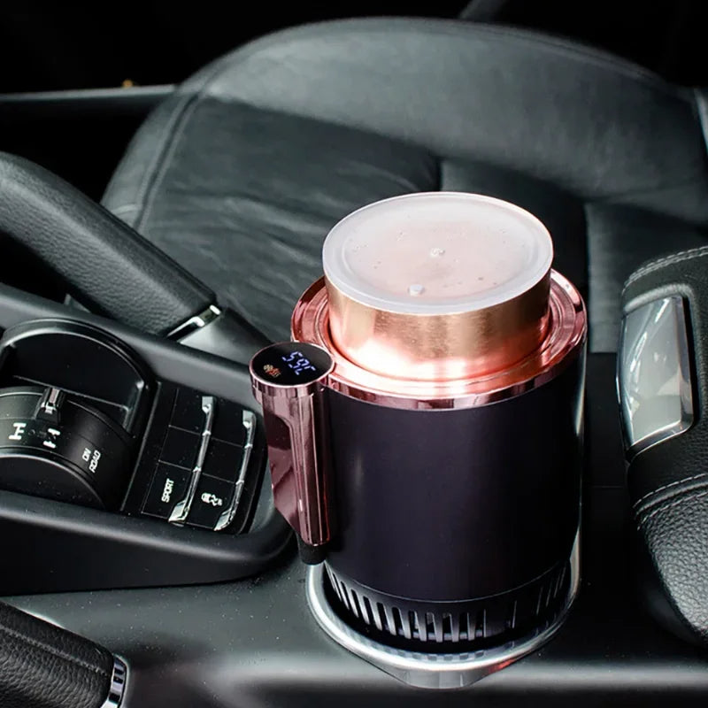 Smart 2-in-1 Hot & Cold Cup Holder (SP3) – Fast Cooling & Heating with Touch Screen Control for Car & Home Use - Delicate Leather