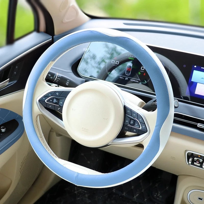 All-Season Leather Steering Wheel Cover for ORA Funky Cat – Non-Slip, Breathable Handle Cover for Interior Upgrade - Delicate Leather