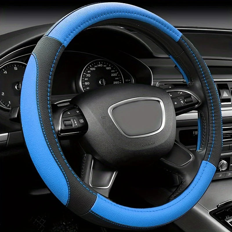 Universal Anti-Slip Leather Steering Wheel Cover – Durable Car Interior Accessory for Sports & Business Vehicles - Delicate Leather