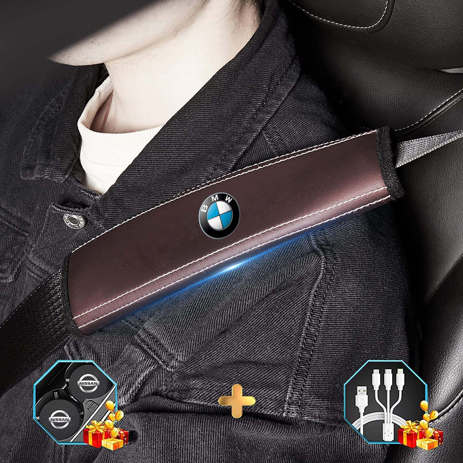 Car Seat Belt Covers (2PCS), Custom For Your Cars, Microfiber Leather Seat Belt Shoulder Pads for More Comfortable Driving, Car Accessories KX13994 - Delicate Leather