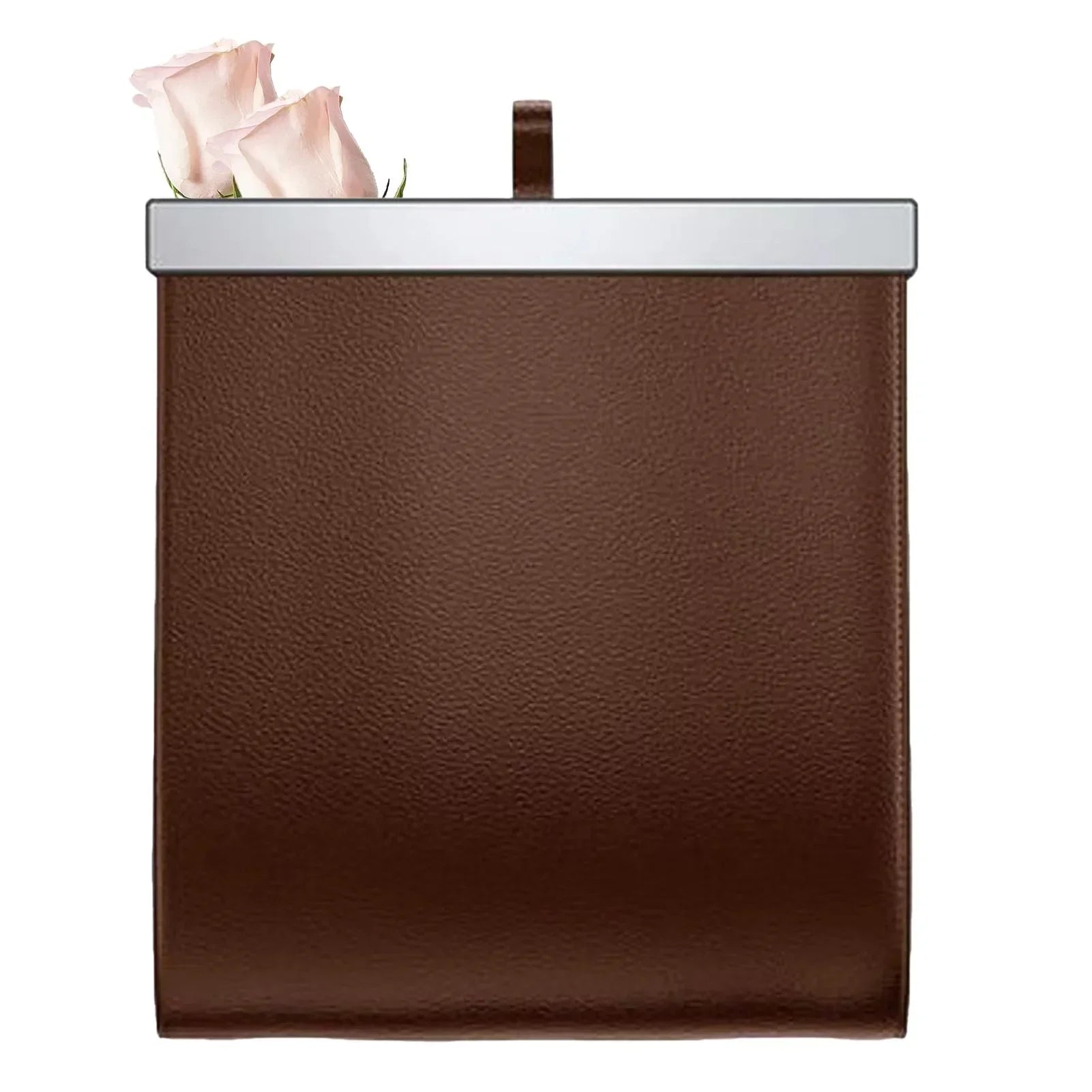 PU Leather Car Trash Bag – Foldable Waterproof Hanging Garbage Bin with Magnetic Lid, Front-Row Storage Bucket for Vehicle Interior - Delicate Leather