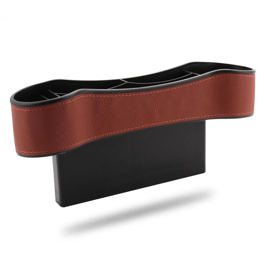 Car Seat Gap Storage Organizer – Seat Crevice Filler Pocket for Phone, Wallet & Small Items - Delicate Leather