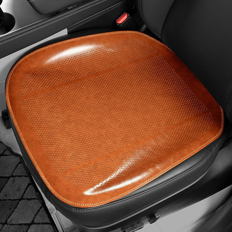 New Car Seat Cover Oil Wax Leather - Breathable Hole Seat Cushion for Volkswagen, Chevrolet, Cadillac, Kia, Haval, Tesla, Mitsubishi, and More - Delicate Leather