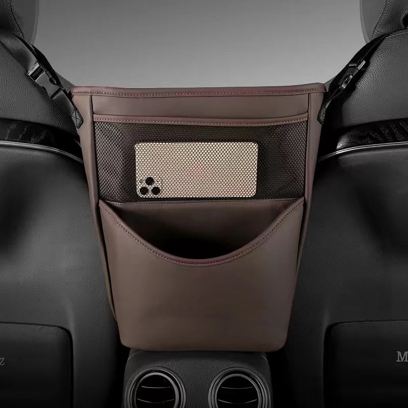 PU Leather Car Seat Gap Organizer – Hanging Storage Bag Between Front Seats - Delicate Leather