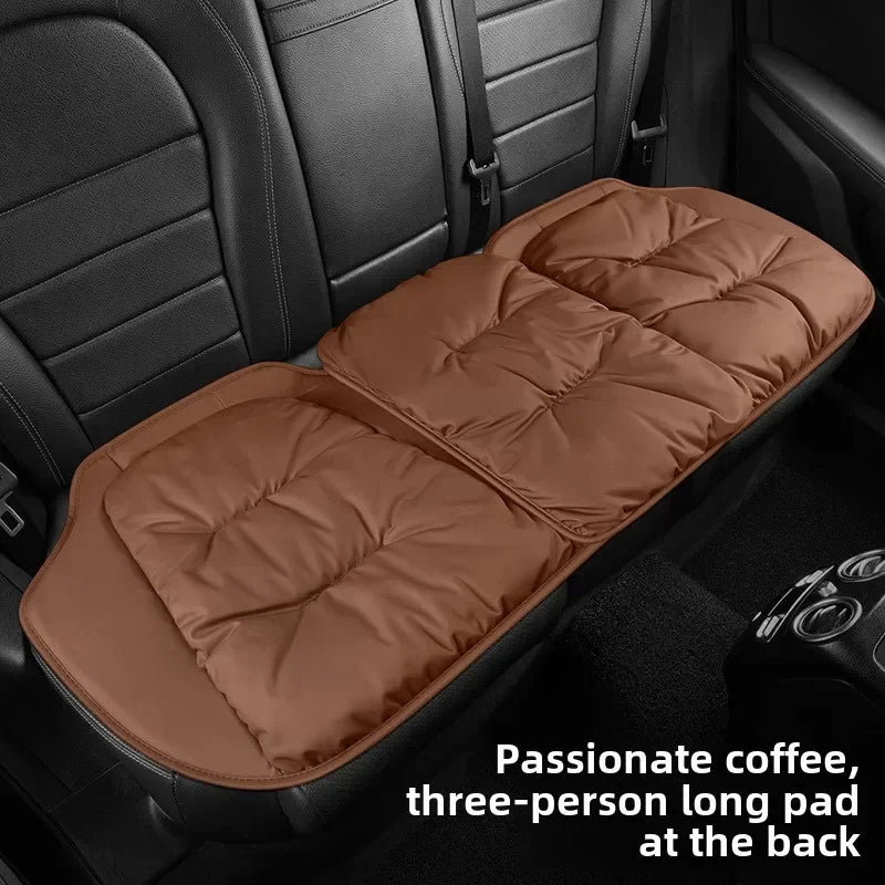 Universal Winter Down Car Seat Cover – Soft Breathable Warm Seat Cushion Protector for Cars and SUVs - Delicate Leather