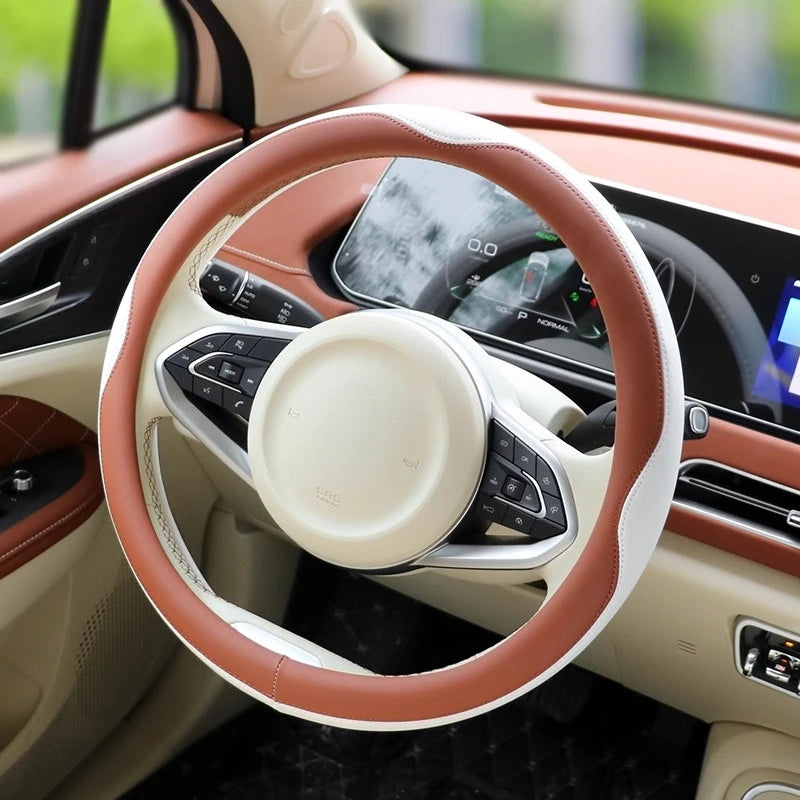 All-Season Leather Steering Wheel Cover for ORA Funky Cat – Non-Slip, Breathable Handle Cover for Interior Upgrade - Delicate Leather