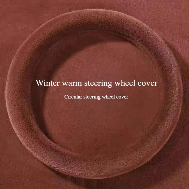 Universal Winter Plush Steering Wheel Cover – Warm Fashionable Car Accessory, Soft Anti-Slip Interior Cover - Delicate Leather