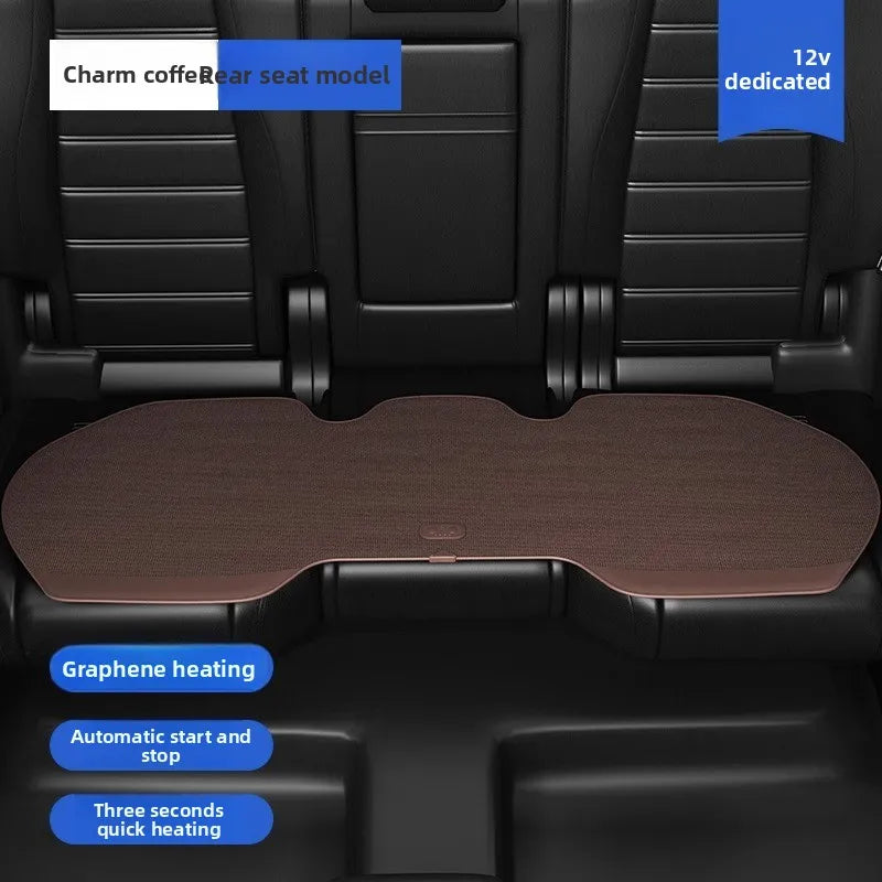 Graphene Heated Car Seat Cushion – Universal 12V/24V Seat Cover with Waist Support for Winter Warmth - Delicate Leather