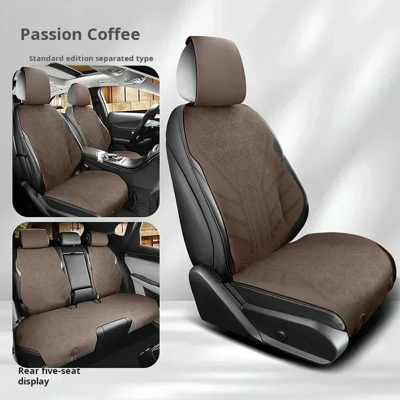 Universal All Seasons Car Seat Cover - Breathable Suede Seat Anti-slip Protective Cushions - Luxury Ultra Thin Suede Seat Cover - Delicate Leather