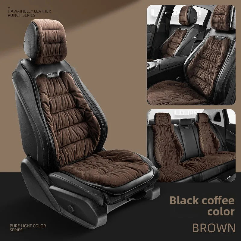 Universal Winter Down Car Seat Cover – Warm Breathable Soft Seat Cushion Protector for Vehicle Interior - Delicate Leather