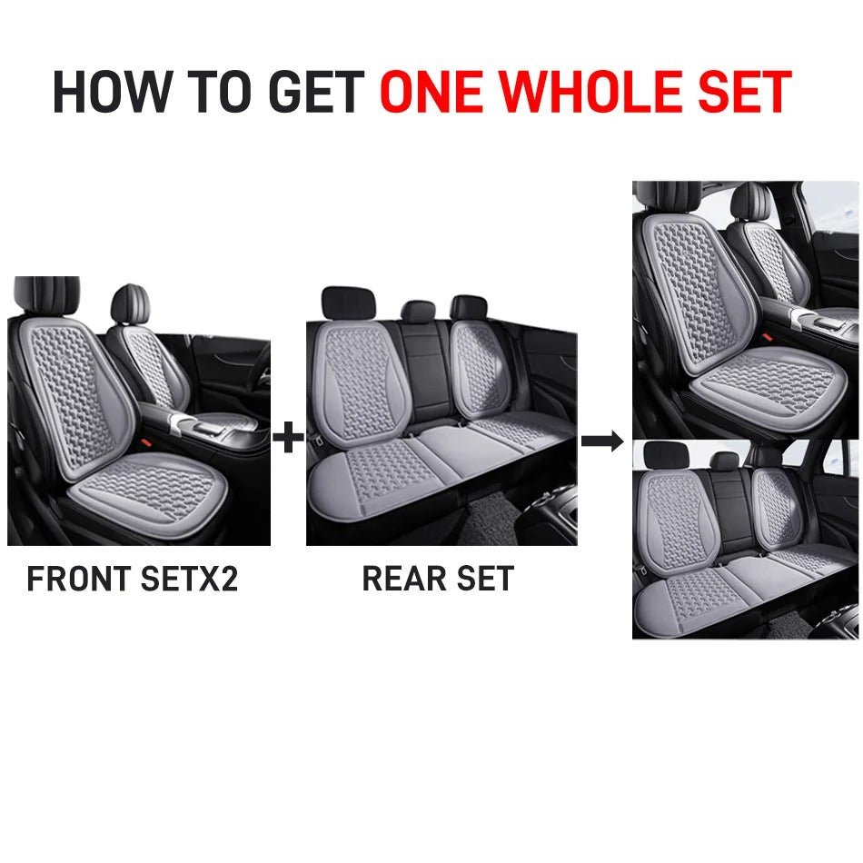 Universal 3D Breathable Car Seat Cover Set – Sweatproof Seat Protectors for Front & Rear Seats - Delicate Leather
