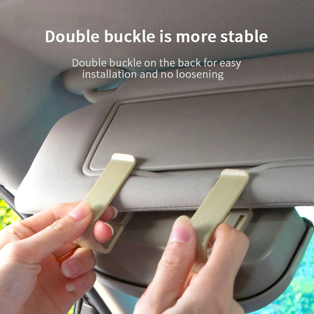 Car Sun Visor Glasses Holder – ABS Sunglasses Storage Case with Magnetic Closure - Delicate Leather