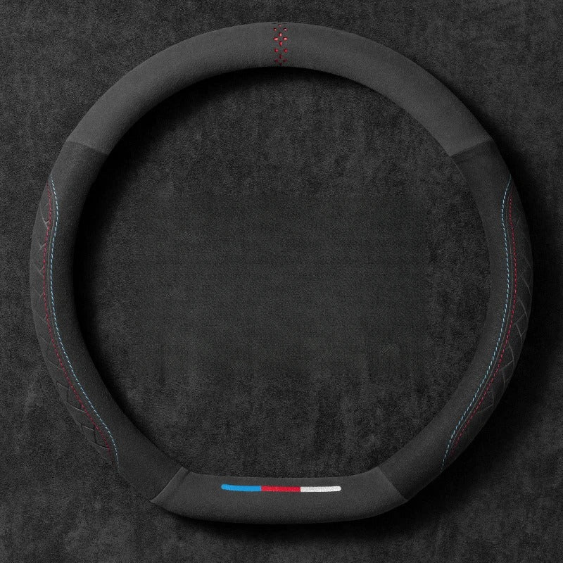 Suede Leather Steering Wheel Cover – 38cm Universal Non-Slip Grip for Cars and SUVs - Delicate Leather