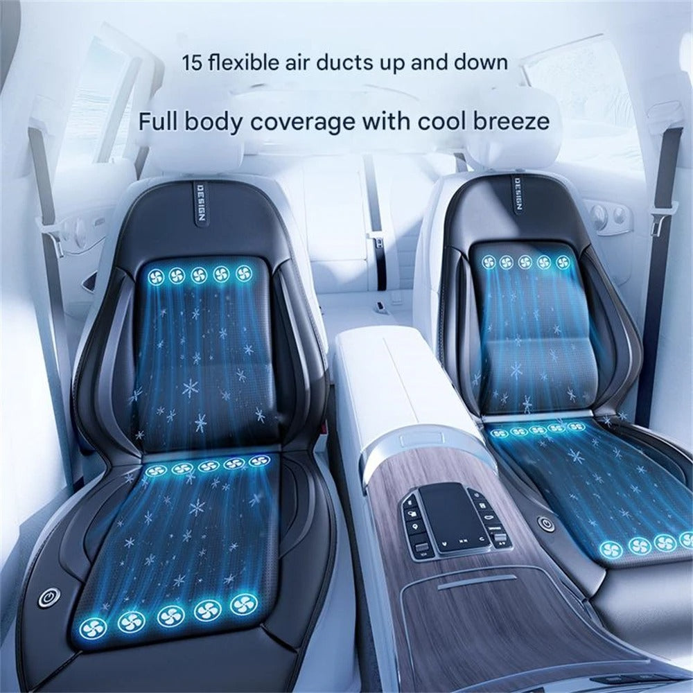 12V/24V Car Seat Ventilation Fan – Back Support Cooling Cushion for Vehicle Interior Comfort - Delicate Leather