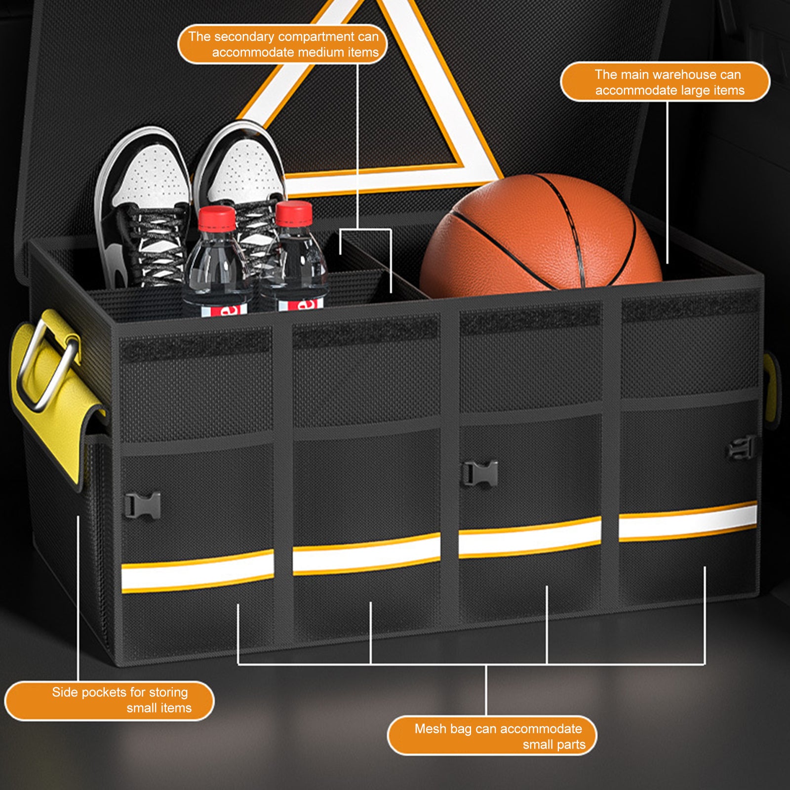 Car Trunk Storage Box - Portable Multipurpose Folding Storage Box for Outdoor Travel - Delicate Leather