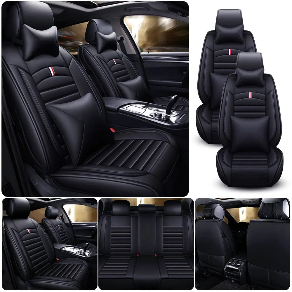 Universal 5-Seats PU Leather Car Seat Covers Full Set – Waterproof, Anti-Scratch, All-Season Protection for Front & Rear Seats