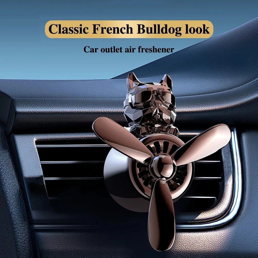 Car Fragrance Auto Air Freshener Cool Bulldog Pilot Rotating Propeller Air Outlet Perfume Flavoring Accessories - Delicate Leather