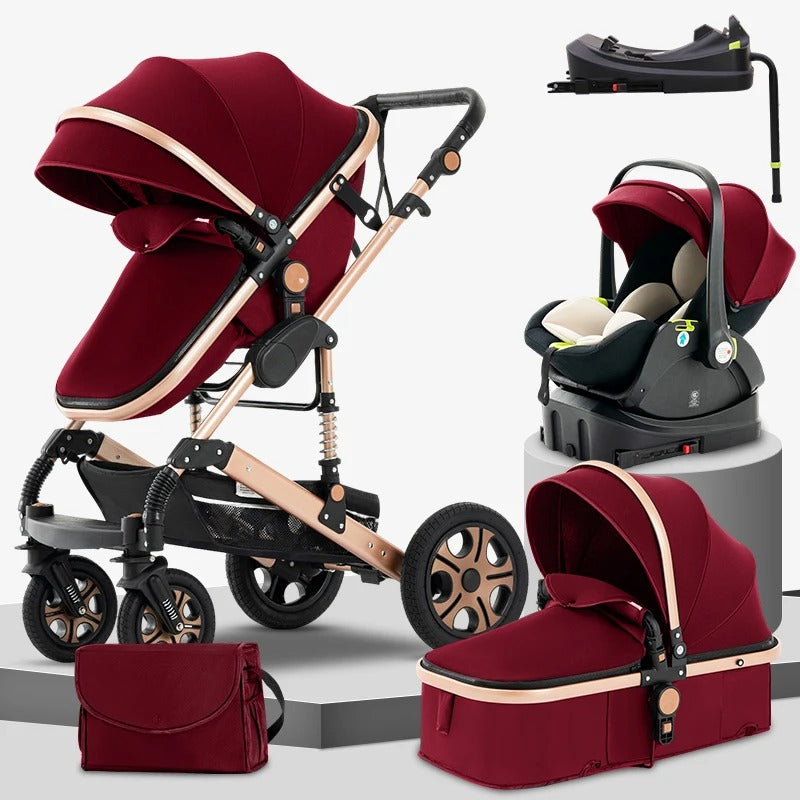 3-in-1 Baby Stroller Travel System with Isofix Base – Foldable, Reversible Pram & Newborn Carriage, Gift For Mother's Day