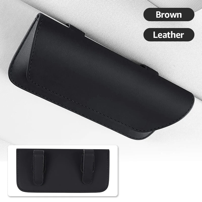 Car Glasses Eyeglasses Holder - Suede Sun Glasses Clip Storage - Leather Visor Organizer - Delicate Leather