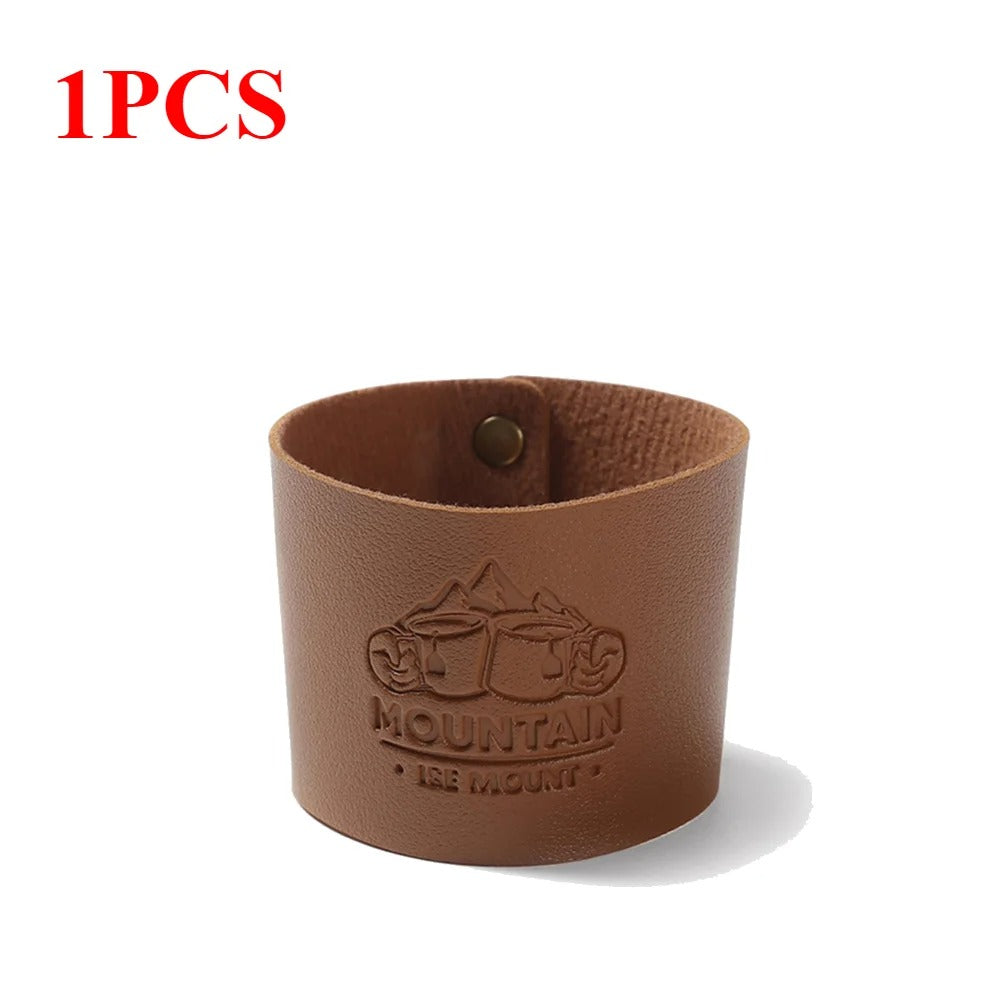 Portable PU Leather Cup Sleeve Water Bottle Cover Non-slip Insulator Sleeve Glass Bottle Case Sport Camping Picnic Cup Holder - 2 PCS - Delicate Leather