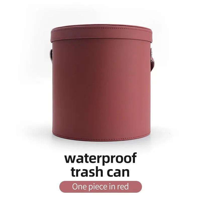 Waterproof Car Trash Can Organizer – Portable Round Waste Basket with Lid, Gift For Mother's Day 2025